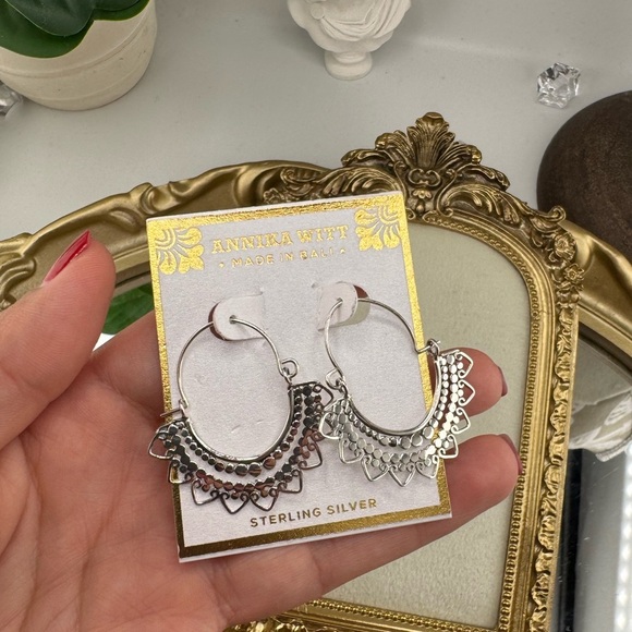 Annika Witt Sterling Silver Filigree Hoop Earrings – Made in Bali - Picture 5 of 6